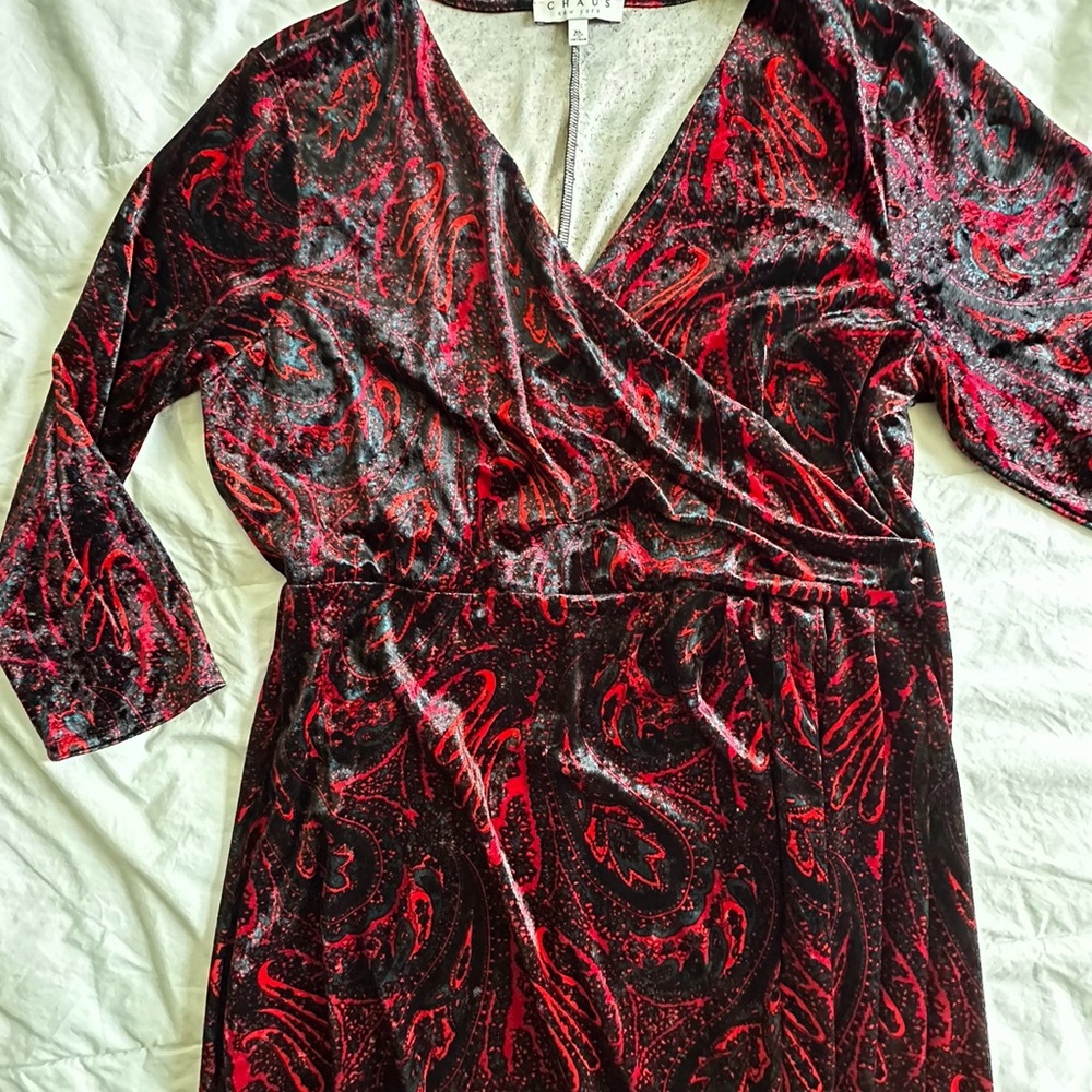 Chaus Red V-Neck Wrap Dress